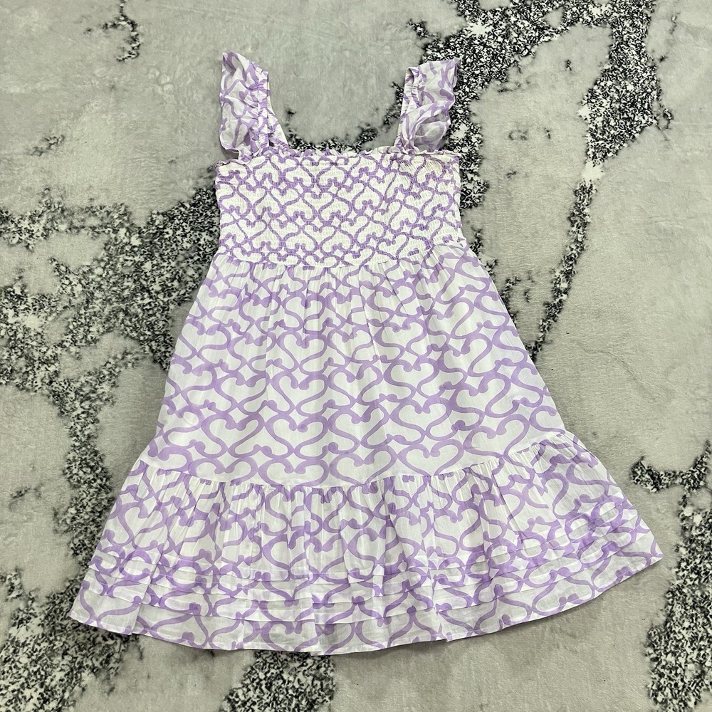 Roller Rabbit Lavender White Smocked Sundress Women's Medium Cottage
